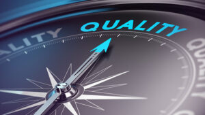 Compass showing the way to quality